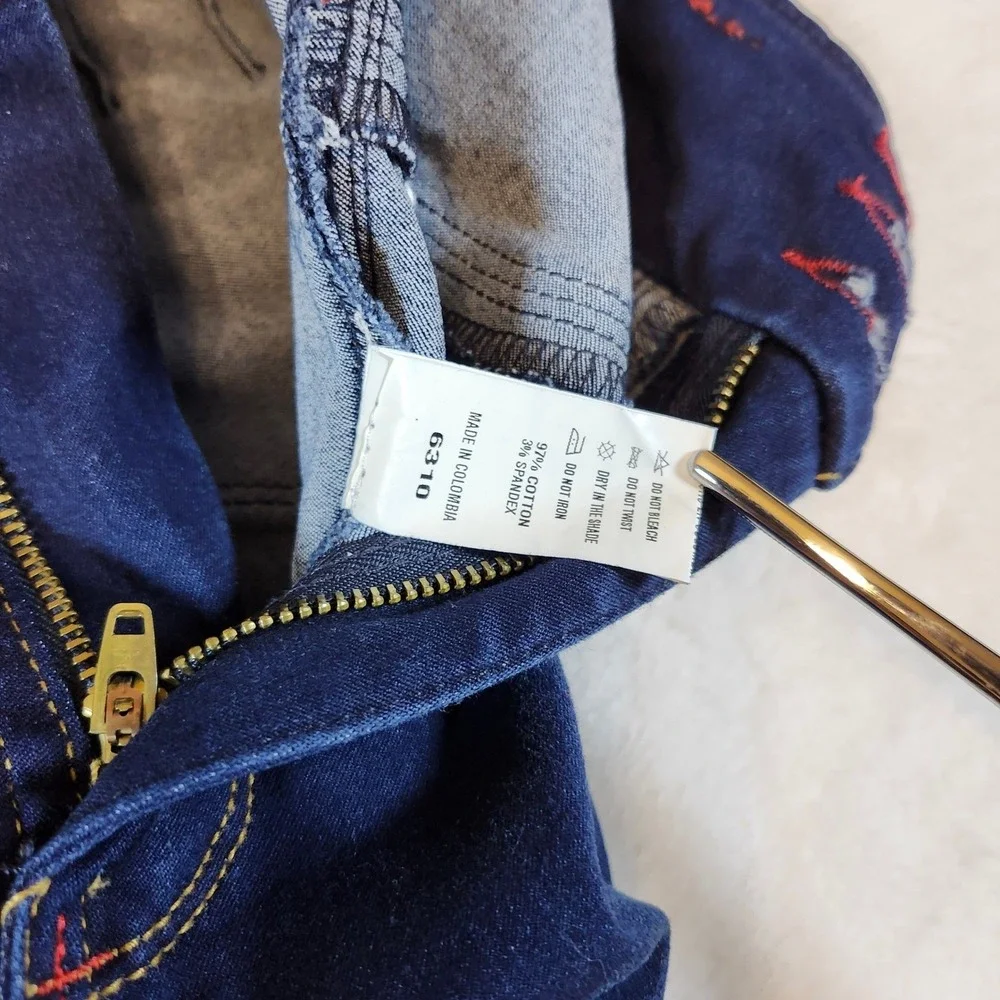 Bon Bon Up Womens High Rise Skinny Jeans Dark Wash Red Button Accents Indigo - Picture 12 of 14